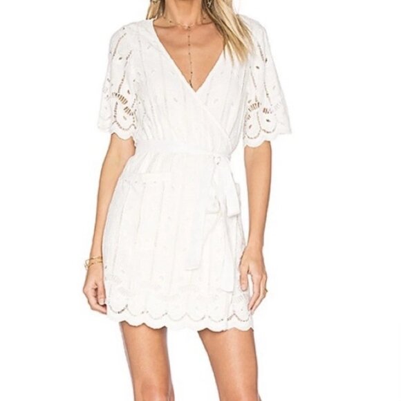 Tularosa Embroidered Eyelet/Lace Rocky Wrap Dress l - Picture 12 of 12